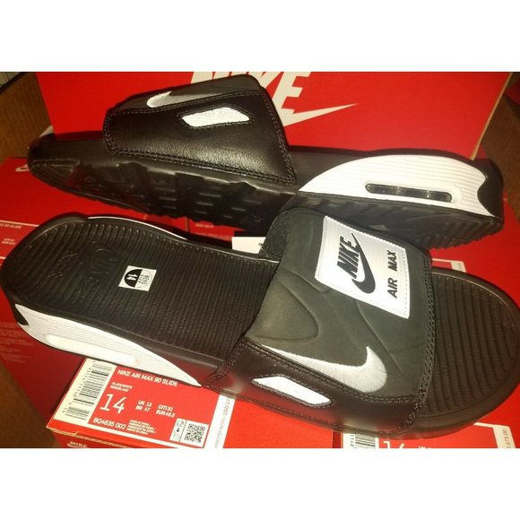 NIKE AIR MAX 90 SLIDES BLACK/WHITE MEN\'S SIZE 14 BQ4635-002 NEW With Box! main image 8